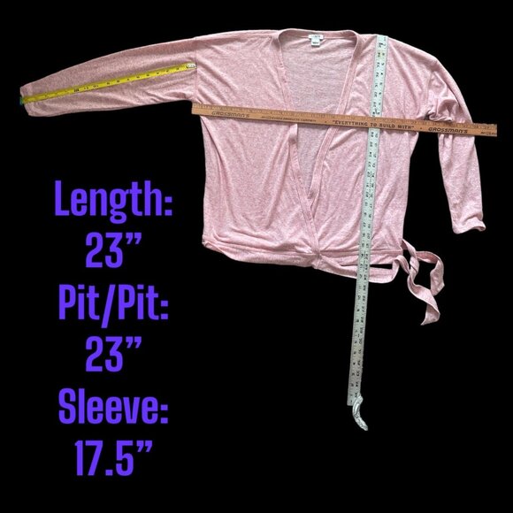 J.Crew Women's Wrap Cardigan Sweater Pale Pink V-Neck Tie Closure Linen Blend La - Picture 3 of 6